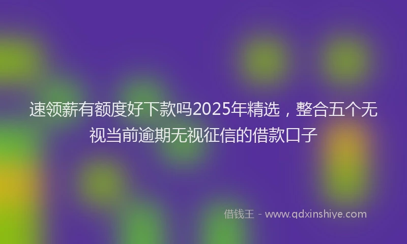 速领薪有额度好下款吗2025年精选，整合五个无视当前逾期无视征信的借款口子