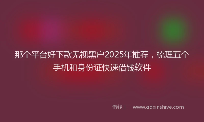 那个平台好下款无视黑户2025年推荐，梳理五个手机和身份证快速借钱软件