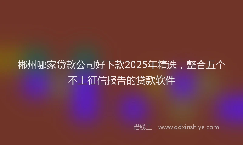 郴州哪家贷款公司好下款2025年精选，整合五个不上征信报告的贷款软件