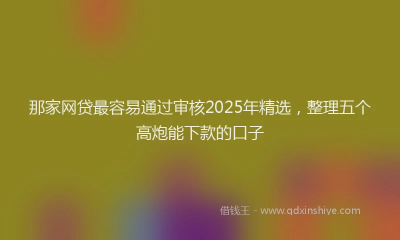 那家网贷最容易通过审核2025年精选，整理五个高炮能下款的口子