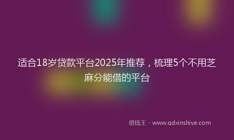 适合18岁贷款平台2025年推荐，梳理5个不用芝麻分能借的平台