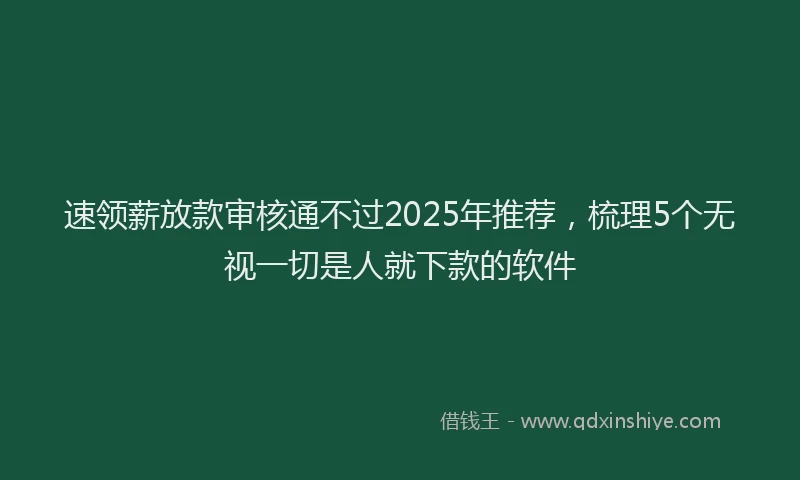 速领薪放款审核通不过2025年推荐，梳理5个无视一切是人就下款的软件