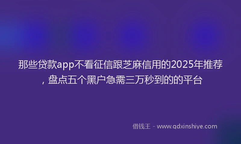 那些贷款app不看征信跟芝麻信用的2025年推荐，盘点五个黑户急需三万秒到的的平台