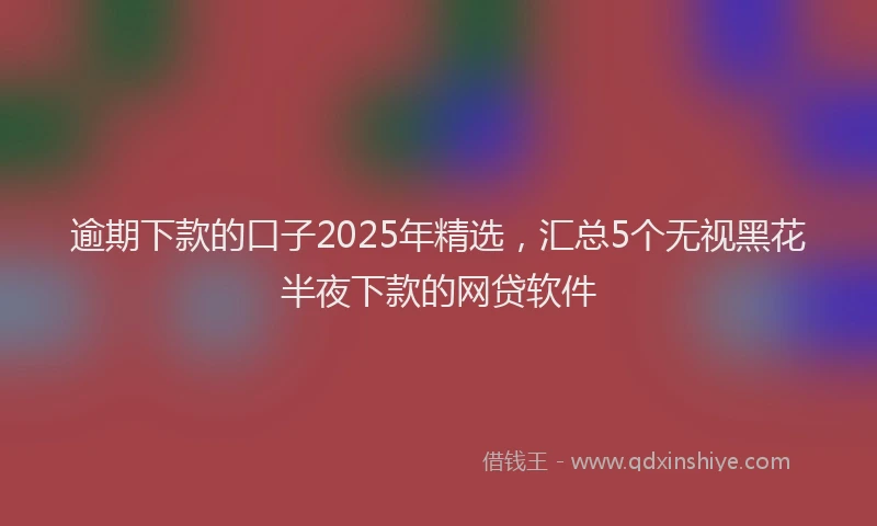逾期下款的口子2025年精选，汇总5个无视黑花半夜下款的网贷软件