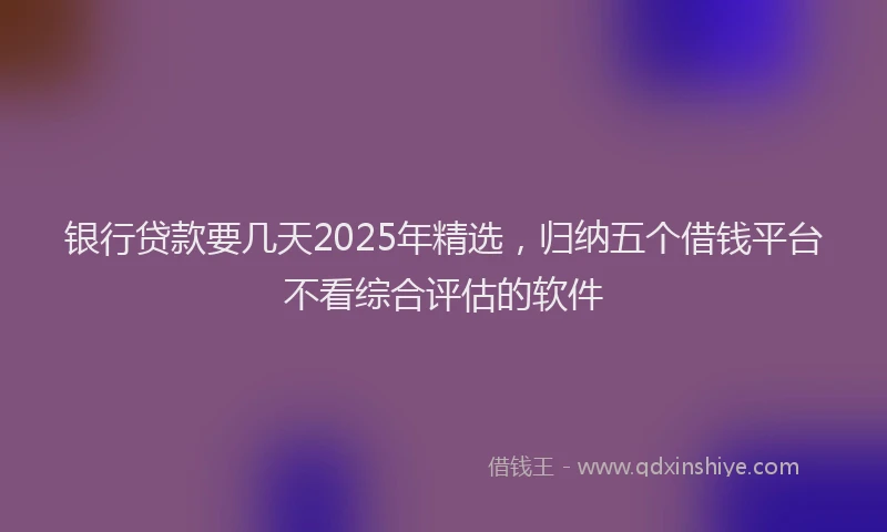银行贷款要几天2025年精选，归纳五个借钱平台不看综合评估的软件