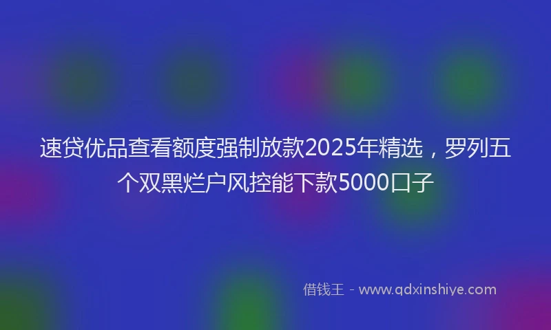 速贷优品查看额度强制放款2025年精选，罗列五个双黑烂户风控能下款5000口子
