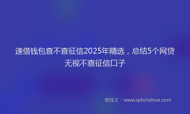 速借钱包查不查征信2025年精选，总结5个网贷无视不查征信口子