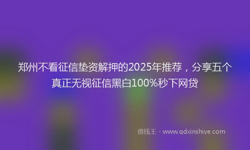 郑州不看征信垫资解押的2025年推荐，分享五个真正无视征信黑白100%秒下网贷