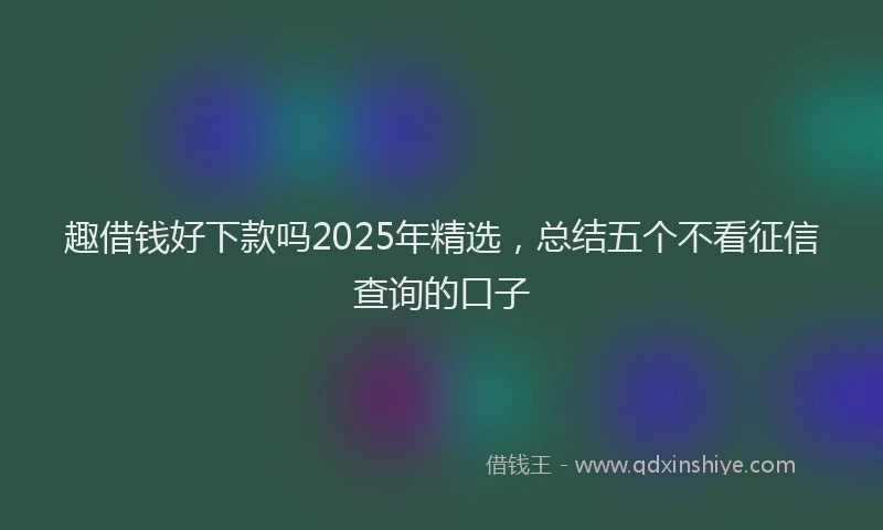 趣借钱好下款吗2025年精选，总结五个不看征信查询的口子