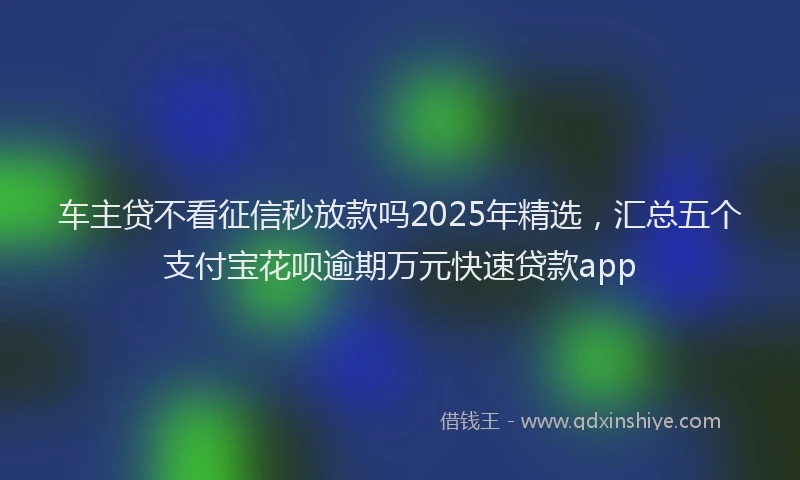 车主贷不看征信秒放款吗2025年精选，汇总五个支付宝花呗逾期万元快速贷款app