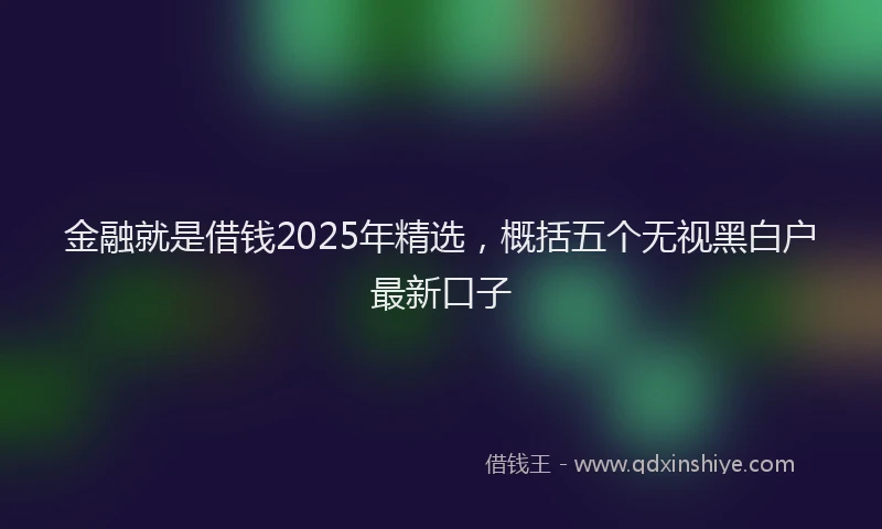 金融就是借钱2025年精选，概括五个无视黑白户最新口子