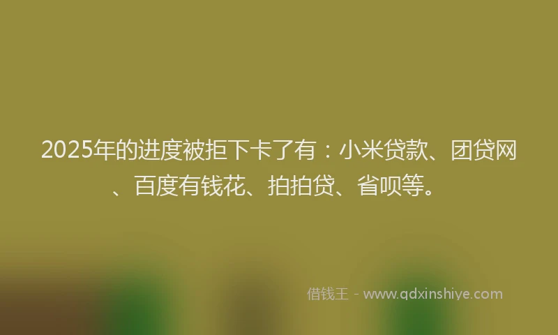 2025年的进度被拒下卡了有：小米贷款、团贷网、百度有钱花、拍拍贷、省呗等。