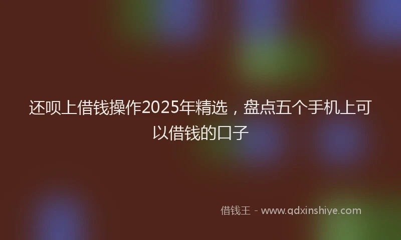还呗上借钱操作2025年精选，盘点五个手机上可以借钱的口子