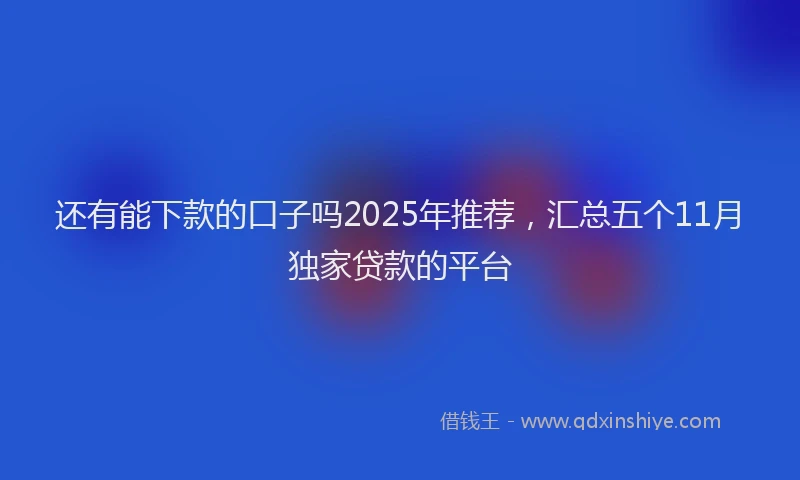 还有能下款的口子吗2025年推荐，汇总五个11月独家贷款的平台