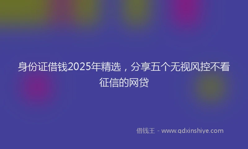 身份证借钱2025年精选，分享五个无视风控不看征信的网贷