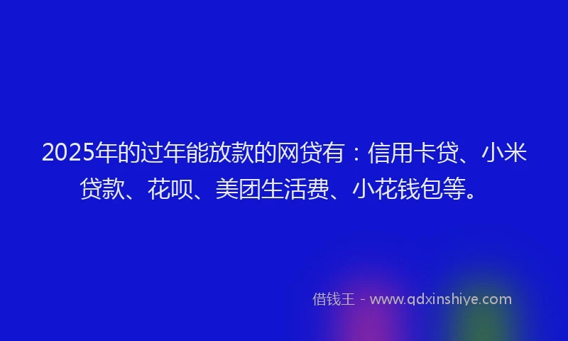 2025年的过年能放款的网贷有：信用卡贷、小米贷款、花呗、美团生活费、小花钱包等。