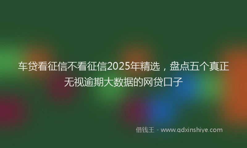 车贷看征信不看征信2025年精选，盘点五个真正无视逾期大数据的网贷口子