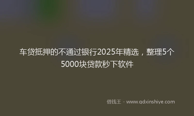 车贷抵押的不通过银行2025年精选，整理5个5000块贷款秒下软件