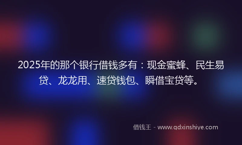 2025年的那个银行借钱多有：现金蜜蜂、民生易贷、龙龙用、速贷钱包、瞬借宝贷等。