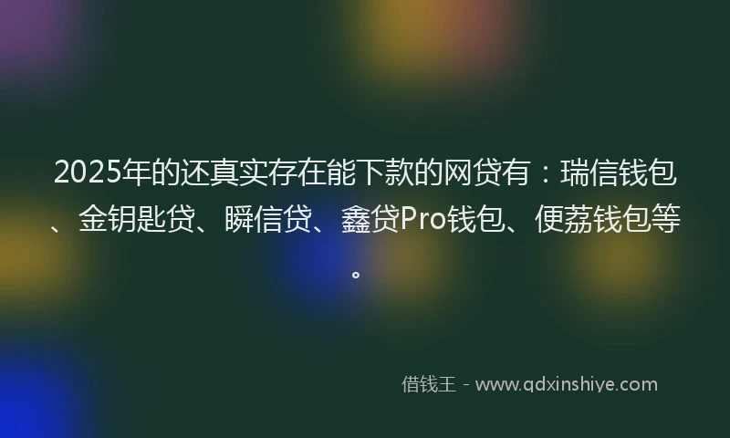 2025年的还真实存在能下款的网贷有：瑞信钱包、金钥匙贷、瞬信贷、鑫贷Pro钱包、便荔钱包等。