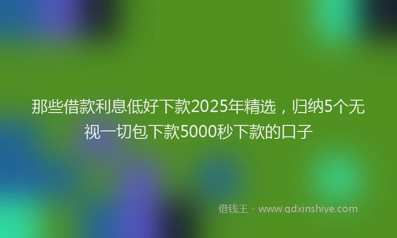那些借款利息低好下款2025年精选，归纳5个无视一切包下款5000秒下款的口子