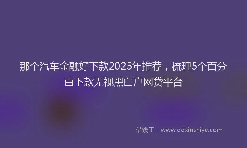 那个汽车金融好下款2025年推荐，梳理5个百分百下款无视黑白户网贷平台