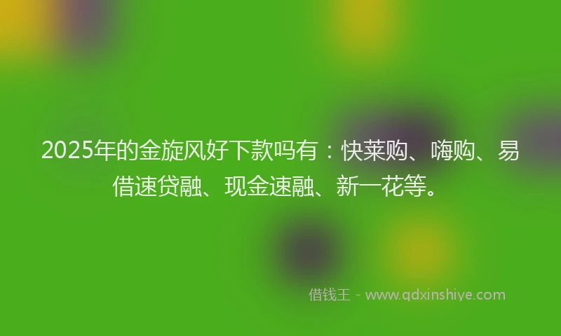 2025年的金旋风好下款吗有：快莱购、嗨购、易借速贷融、现金速融、新一花等。