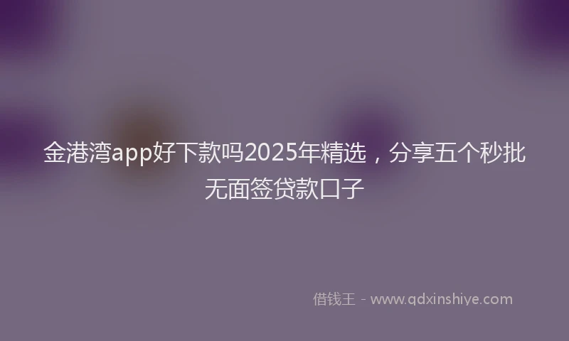 金港湾app好下款吗2025年精选，分享五个秒批无面签贷款口子