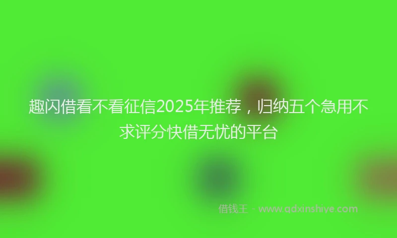趣闪借看不看征信2025年推荐，归纳五个急用不求评分快借无忧的平台