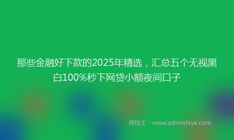 那些金融好下款的2025年精选，汇总五个无视黑白100%秒下网贷小额夜间口子
