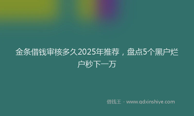 金条借钱审核多久2025年推荐，盘点5个黑户烂户秒下一万