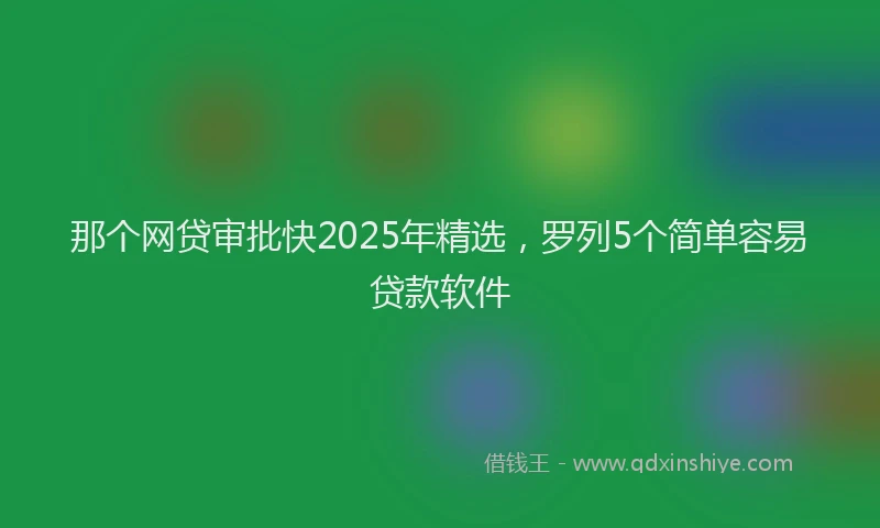 那个网贷审批快2025年精选，罗列5个简单容易贷款软件