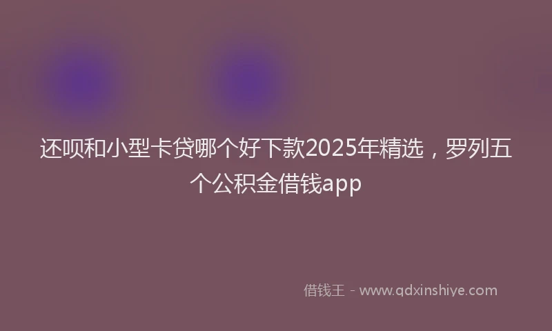 还呗和小型卡贷哪个好下款2025年精选，罗列五个公积金借钱app