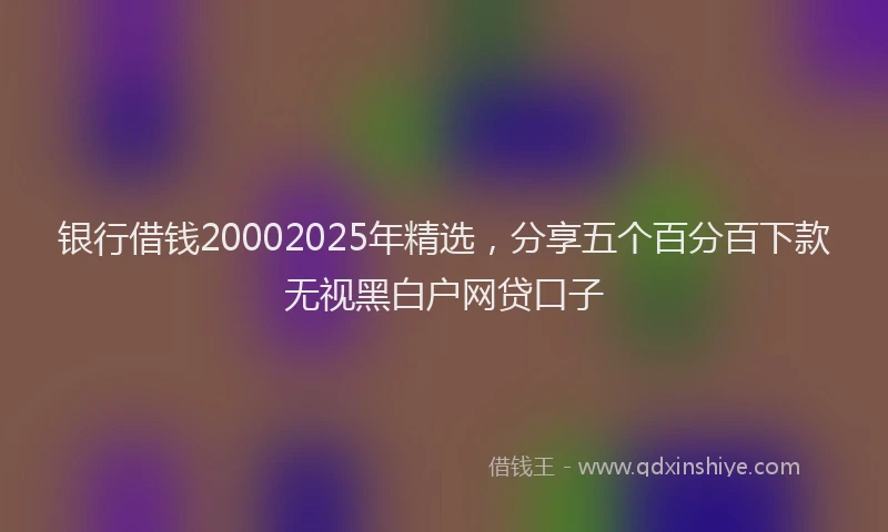 银行借钱20002025年精选，分享五个百分百下款无视黑白户网贷口子