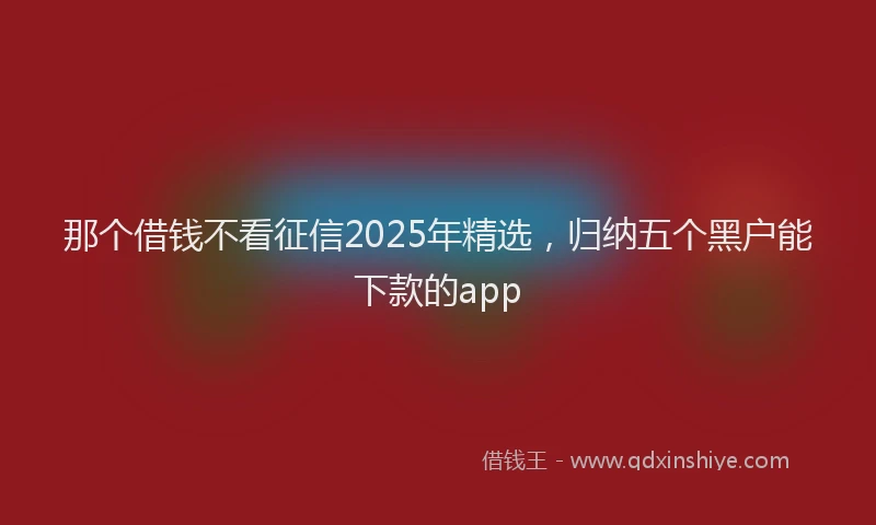 那个借钱不看征信2025年精选，归纳五个黑户能下款的app