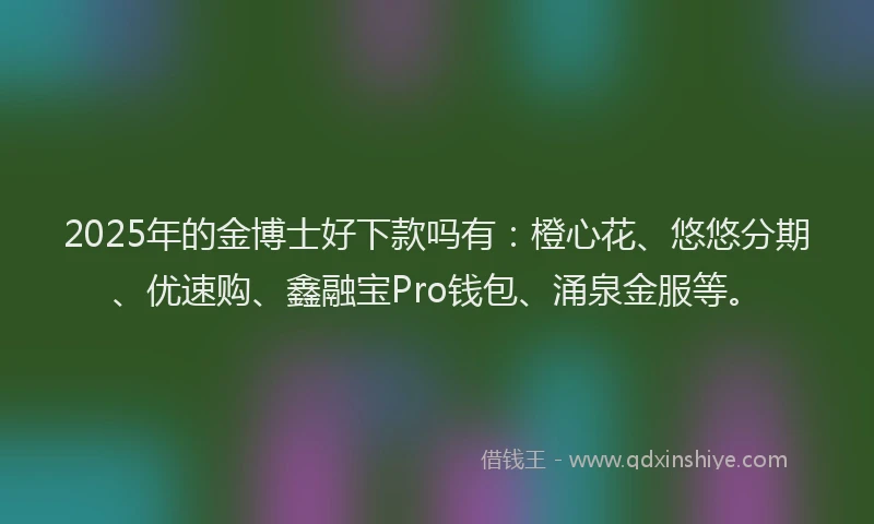 2025年的金博士好下款吗有:橙心花、悠悠分期、优速购、鑫融宝Pro钱包、涌泉金服等。