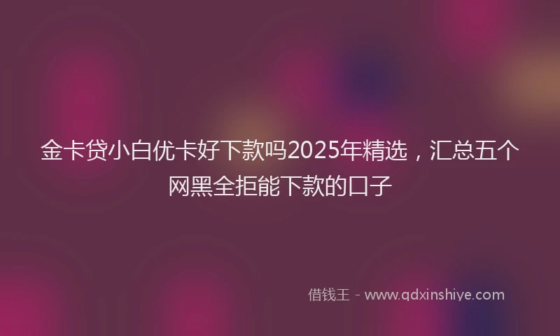 金卡贷小白优卡好下款吗2025年精选，汇总五个网黑全拒能下款的口子