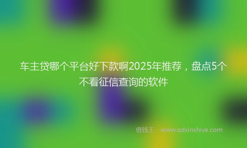 车主贷哪个平台好下款啊2025年推荐，盘点5个不看征信查询的软件