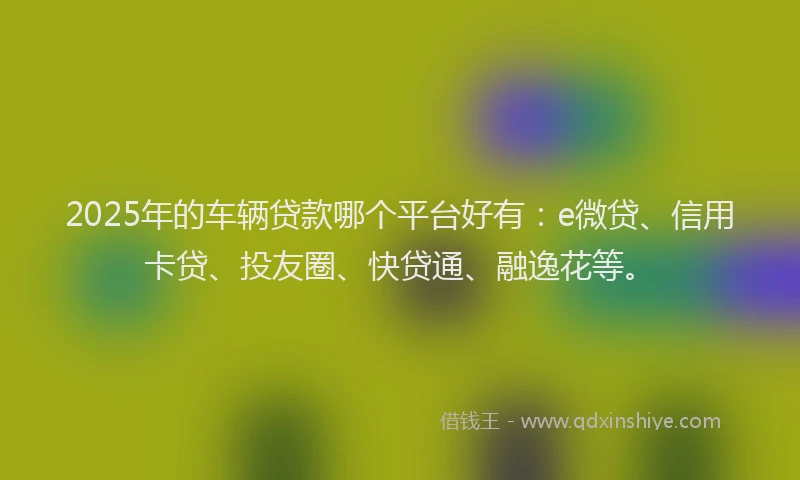 2025年的车辆贷款哪个平台好有：e微贷、信用卡贷、投友圈、快贷通、融逸花等。