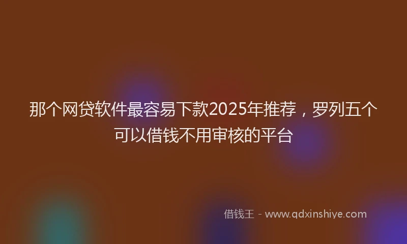 那个网贷软件最容易下款2025年推荐，罗列五个可以借钱不用审核的平台