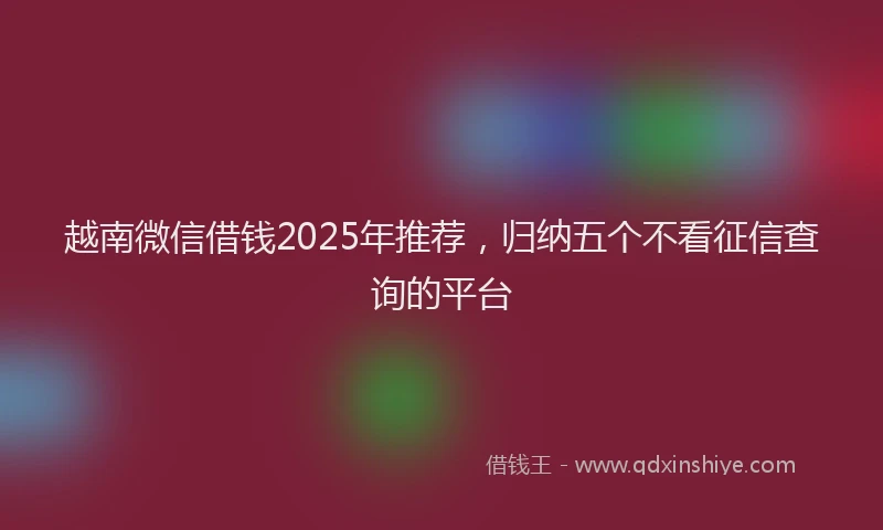 越南微信借钱2025年推荐，归纳五个不看征信查询的平台