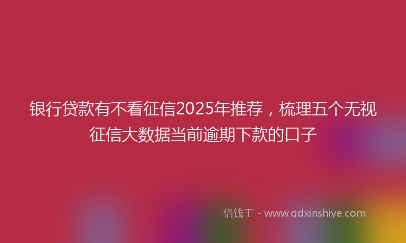 银行贷款有不看征信2025年推荐，梳理五个无视征信大数据当前逾期下款的口子