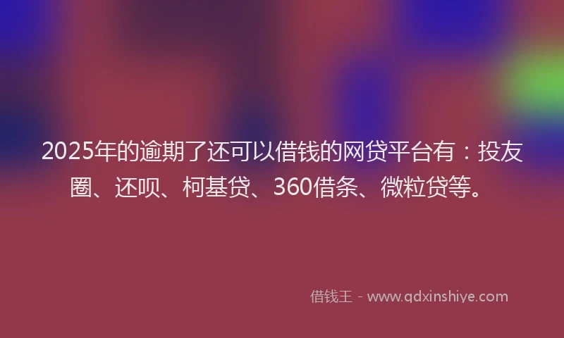 2025年的逾期了还可以借钱的网贷平台有：投友圈、还呗、柯基贷、360借条、微粒贷等。