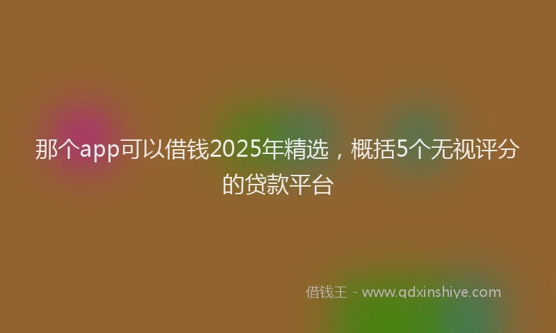 那个app可以借钱2025年精选，概括5个无视评分的贷款平台
