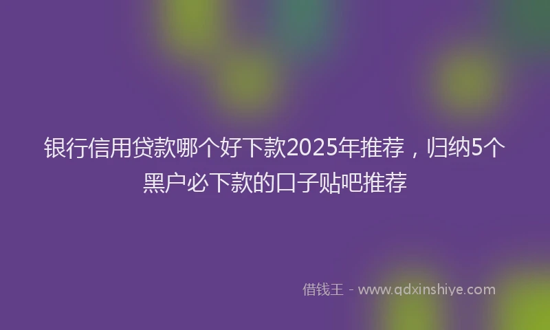 银行信用贷款哪个好下款2025年推荐，归纳5个黑户必下款的口子贴吧推荐