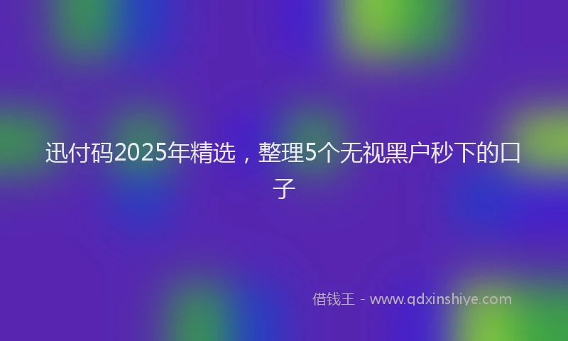 迅付码2025年精选，整理5个无视黑户秒下的口子