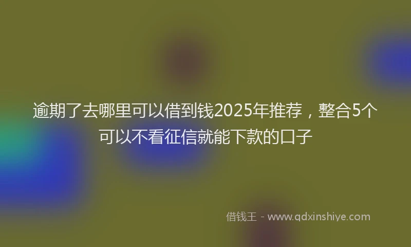 逾期了去哪里可以借到钱2025年推荐，整合5个可以不看征信就能下款的口子