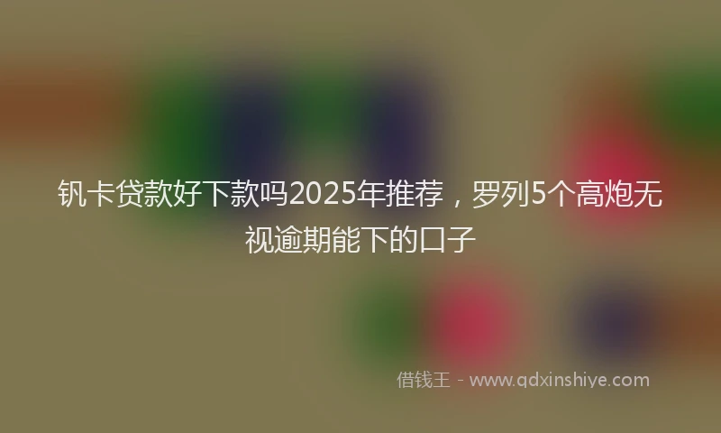 钒卡贷款好下款吗2025年推荐，罗列5个高炮无视逾期能下的口子