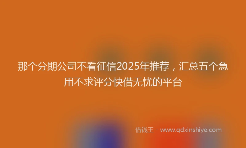 那个分期公司不看征信2025年推荐，汇总五个急用不求评分快借无忧的平台