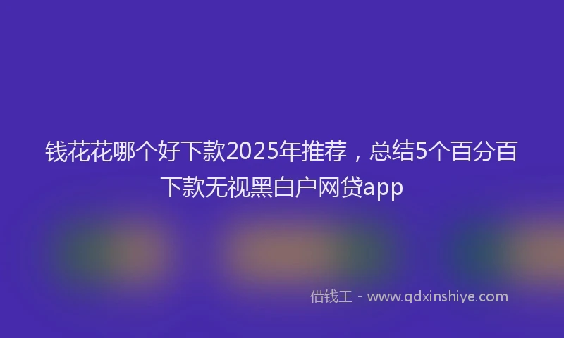 钱花花哪个好下款2025年推荐，总结5个百分百下款无视黑白户网贷app